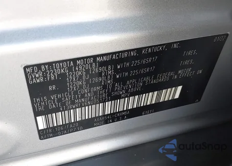 2022 Toyota Rav4 Hybrid Xle из США, поврежденный, VIN 4T3RWRFV6NU051731